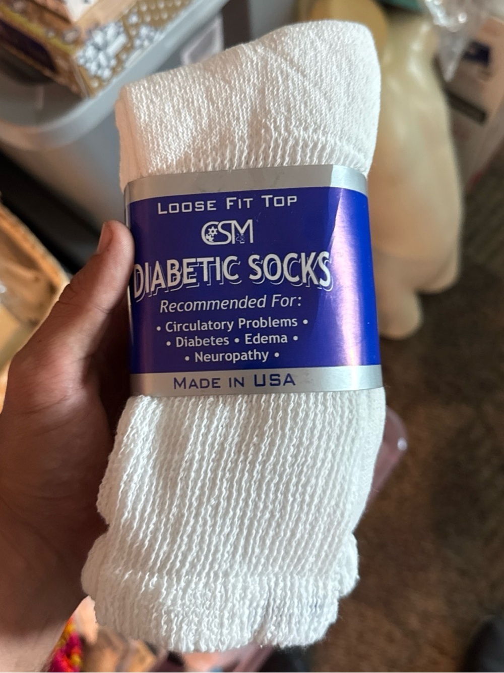 Loose Fit Diabetic Socks - White